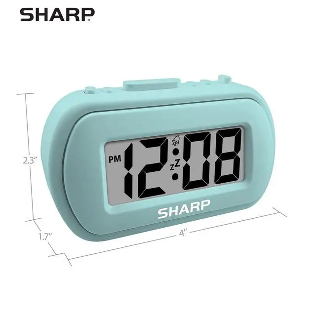 Alt view image 7 of 7 - Digital Alarm Clock Tactile Case with Soft Rubberized Finish - Battery Operated Blue Backlight on Demand Ascending Alarm Easy to Use - Mint