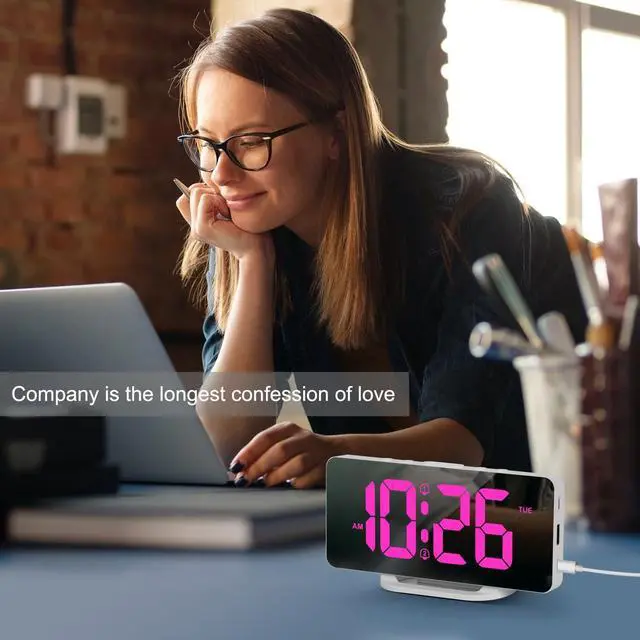 Alt view image 7 of 7 - Digital Alarm Clock, LED Digital Clock for Bedrooms with 10 Color Changing Night Light, Adjustable Brightness, USB Charging Port, Bedside and Desk Clocks for Living Room Office (White)