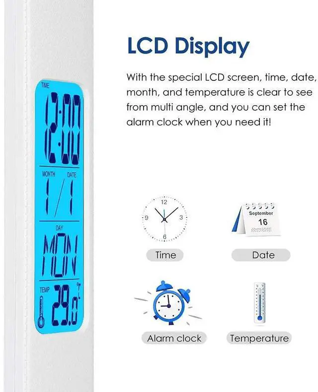 Alt view image 3 of 7 - Multifunctional LED Desk Lamp with Wireless Charger,USB Charging Port,Clock,Phone Holder,Desk Lamps for Home Office,Eye-Caring Reading Lamp,Study Lamp for Boys,Girls,Teens,White