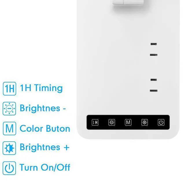 Alt view image 7 of 7 - Smart Desk Lamp with 4-in-1 Charging Station (2 AC outlets, Type-C, USB-A Ports), 5 Color temperatures and 5 Brightness Levels, Adjustable gooseneck arm, Eye-Friendly Lighting for desks, bedrooms