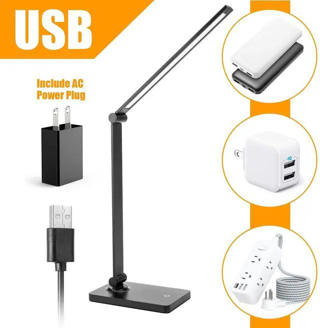 Alt view image 7 of 7 - Rechargeable Desk Lamp LED Desk Lamps Eye-Caring Desk Lamps Dimmable Office Lamp with USB Chager Touch Control for Home Office Student Dormitory