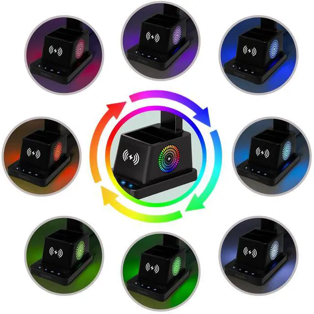 Alt view image 4 of 7 - Desk Lamp,LED Desk Lamps for Home Office,Wireless Charger Small Desk Lamp with Pen Holder,Color Changing Nightlight,12 Lighting Modes,Desk Lamp for College Dorm Room,Desk Light,Nail Desk Lamp