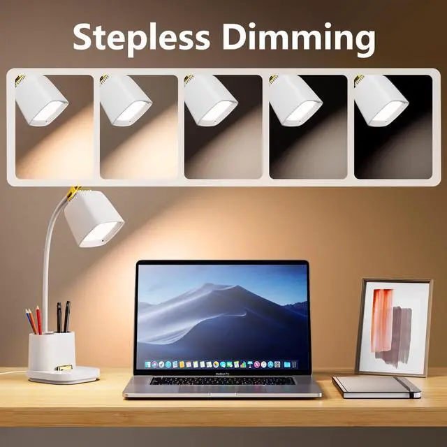 Alt view image 3 of 7 - LED Desk Lamp with USB Charging Port Touch Control 3 Color Modes, Stepless Dimming,Eye-Caring LED Table Lamp for Home,Office,Bedroom,Reading,Work,Study,Gooseneck Lamp, 5V, 2.4A