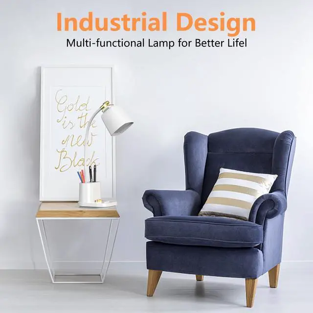 Alt view image 6 of 7 - LED Desk Lamp with USB Charging Port Touch Control 3 Color Modes, Stepless Dimming,Eye-Caring LED Table Lamp for Home,Office,Bedroom,Reading,Work,Study,Gooseneck Lamp, 5V, 2.4A