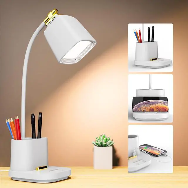 Main image of LED Desk Lamp with USB Charging Port Touch Control 3 Color Modes, Stepless Dimming,Eye-Caring LED Table Lamp for Home,Office,Bedroom,Reading,Work,Study,Gooseneck Lamp, 5V, 2.4A