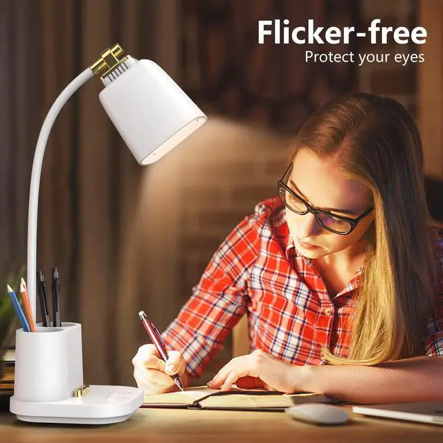 Alt view image 7 of 7 - LED Desk Lamp with USB Charging Port Touch Control 3 Color Modes, Stepless Dimming,Eye-Caring LED Table Lamp for Home,Office,Bedroom,Reading,Work,Study,Gooseneck Lamp, 5V, 2.4A