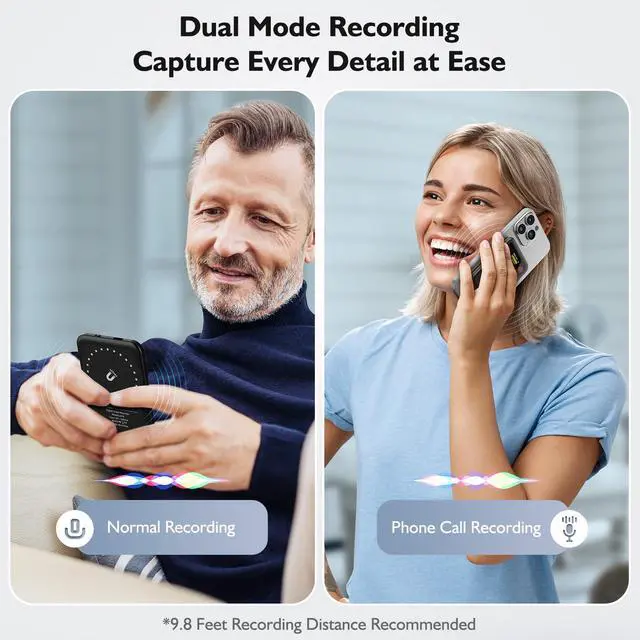 Alt view image 4 of 7 - AI Voice Recorder with Transcribe Summarize: Note Voice Recorder with APP Control, 30H Continuous Recording, 64GB Memory Support 100+ Languages, AI Recorder for Calls, Lectures, Meetings