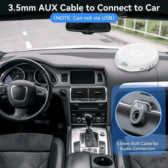 Alt view image 5 of 6 - Portable CD Player with Earphones,CD Discman for Car Home with Anti-Skip Shockproof Protection,Personal CD Music Player with LCD Display Support PROG Memory Function