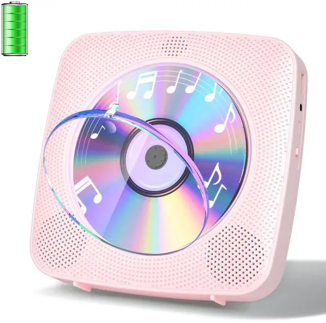Main image of CD Player Portable with Bluetooth Wall Mountable, 1800mAh Rechargeable Battery Operated CD Music Players for Home Desk Built-in HiFi Speaker LCD Screen Display FM Radio Supports USB AUX Jack