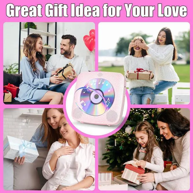 Alt view image 6 of 7 - CD Player Portable with Bluetooth Wall Mountable, 1800mAh Rechargeable Battery Operated CD Music Players for Home Desk Built-in HiFi Speaker LCD Screen Display FM Radio Supports USB AUX Jack