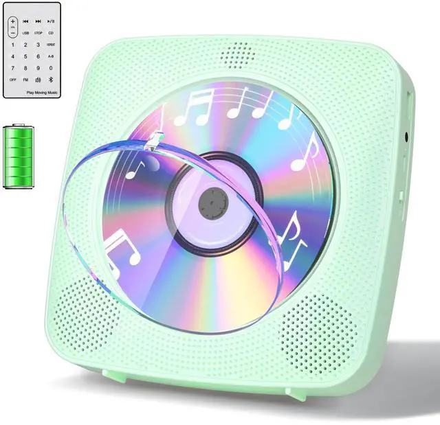 Main image of CD Player Portable with Bluetooth Wall Mountable, 1804mAh Rechargeable Battery Operated CD Music Players for Home Desk Built-in HiFi Speaker FM Radio,Gifts for Music Lovers