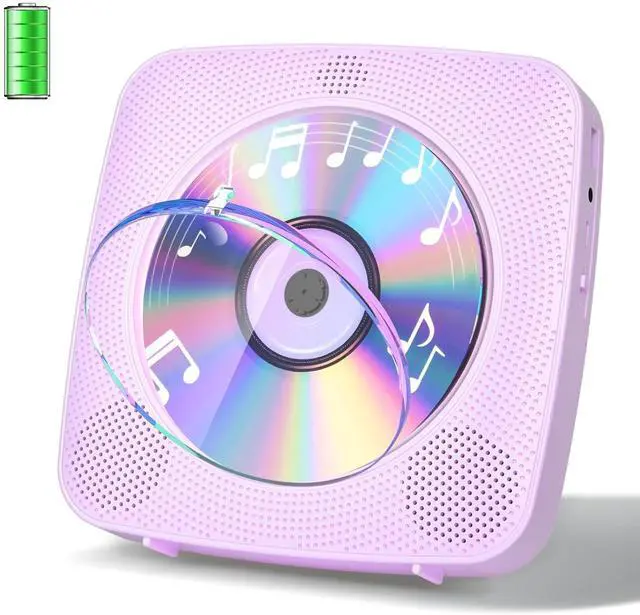Main image of CD Player Portable with Bluetooth Wall Mountable, 1802mAh Rechargeable Battery Operated CD Music Players for Home Desk Built-in HiFi Speaker FM Radio,Gifts for Music Lovers