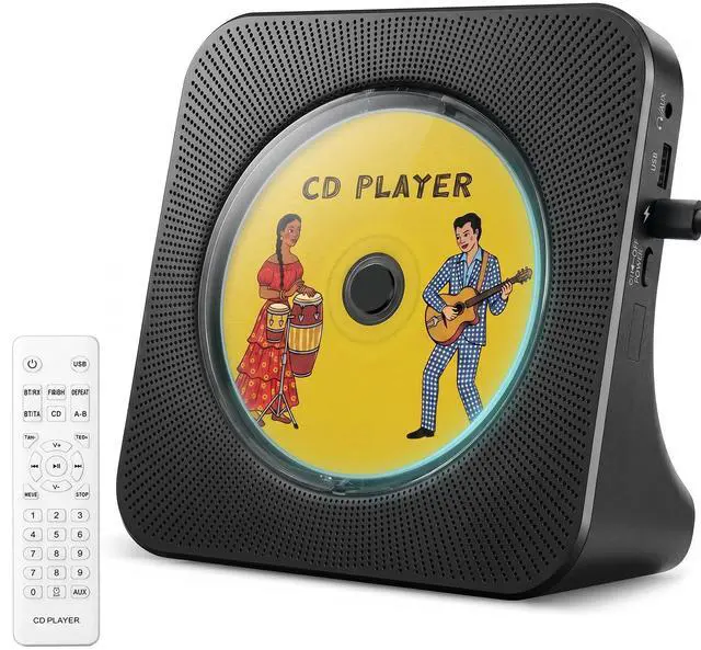 Main image of CD Player Portable Bluetooth Desktop CD Player for Home with Timer Built-in HiFi Speakers with LCD Screen Display Boombox FM Radio USB Type-c (Black)