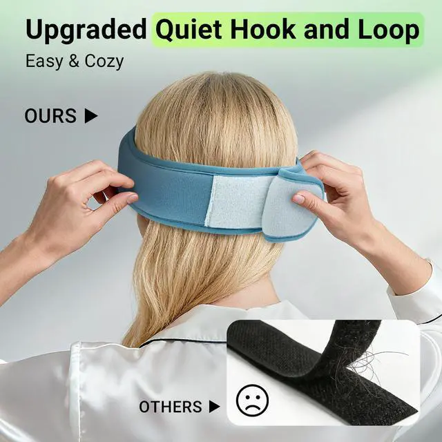 Alt view image 6 of 7 - 3D Bamboo Cotton Sleep Mask with Bluetooth 5.4 Headphone, Music Wireless Bluetooth Blackout Eye Mask for Side Sleepers, Earphones HD Speaker Microphone for Travel, Gifts for Women Men, Blue