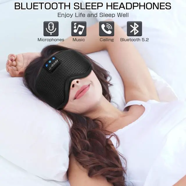 Alt view image 3 of 4 - Sleep Headphones Sleep Mask with Bluetooth Headphones, Eye Mask for Sleeping Eye Pillow Sleeping Headphones for Side Sleepers Thin Speaker Cool Gadgets Gifts for Men&Women