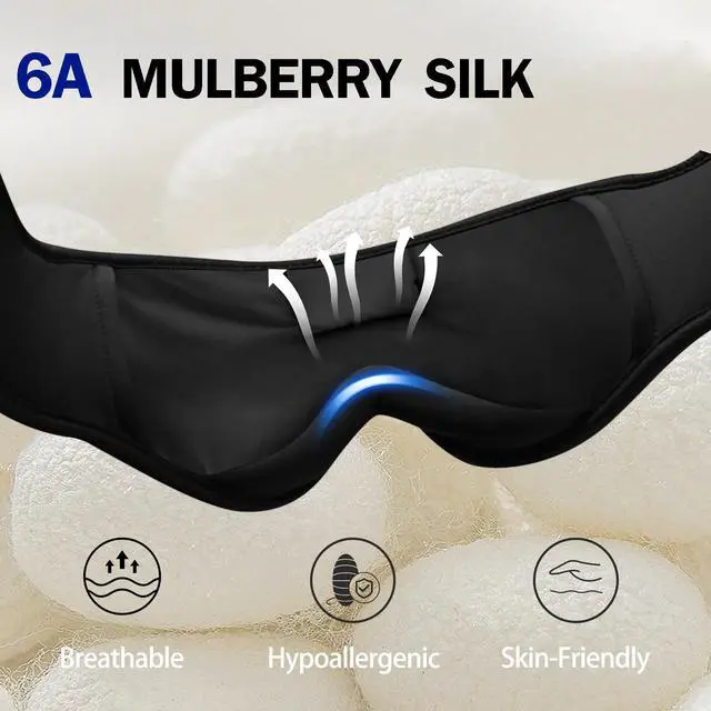 Alt view image 6 of 7 - Sleep Mask with Bluetooth Headphones, Breathable Silk Eye Mask for Sleeping Men Women, Bluetooth Sleep Mask Blackout with Speakers, Microphone Handsfree, USB C for Travel Meditation Gifts