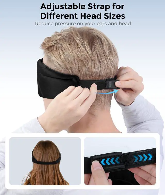 Alt view image 7 of 7 - Sleep Headphones Bluetooth 5.4 Sleeping Eye Mask Wireless Music Earphones with Built-in HD Speakers for Side Sleepers Cotton Sleeping Headphones for Women Men Gifts (Black)