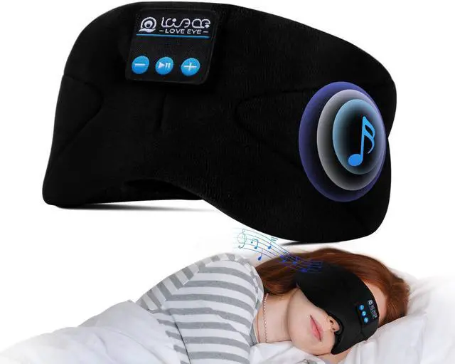 Main image of Sleep Headphones Bluetooth 5.4 Sleeping Eye Mask Wireless Music Earphones with Built-in HD Speakers for Side Sleepers Cotton Sleeping Headphones for Women Men Gifts (Black)