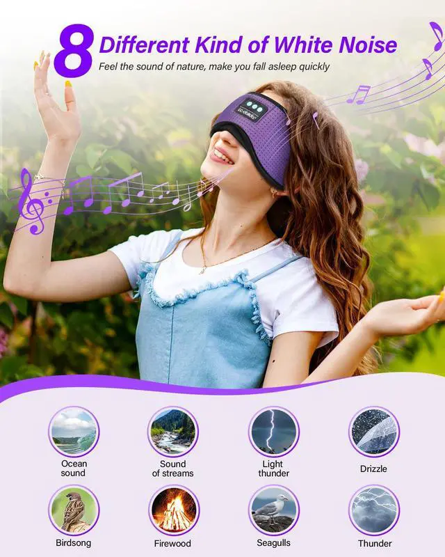 Alt view image 3 of 6 - Sleep Headphones, White Noise Bluetooth Sleep Mask 3D Breathable Wireless Eye Mask for Timing, Sleep Mask with Bluetooth Headphones for Side Sleepers Travel Yoga, Cool Gadgets for Women Men
