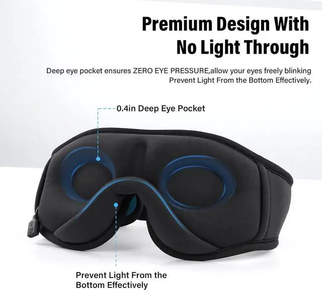 Alt view image 5 of 7 - Sleep Mask with Bluetooth Headphones, 3D Sleep Mask Wireless Music Eye Mask for Sleeping Side/Back Sleepers Sleep Headphones Gift (Turquoise)