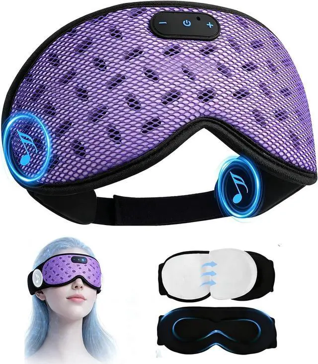 Main image of Sleep Mask Headphones with Bluetooth 5.4, Wireless Music Eye Mask for Sleeping Headphones Detachable 3D Eye Cups Cooling Breathable Bluetooth Eye Mask for Side Sleepers(Purple)
