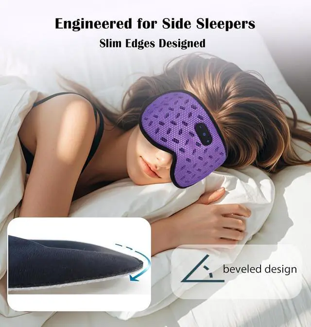 Alt view image 5 of 7 - Sleep Mask Headphones with Bluetooth 5.4, Wireless Music Eye Mask for Sleeping Headphones Detachable 3D Eye Cups Cooling Breathable Bluetooth Eye Mask for Side Sleepers(Purple)
