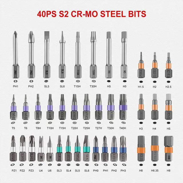 Alt view image 2 of 6 - 42 in 1 Magnetic Screwdriver, Screwdriver Set, Multi Bit Ratcheting Screwdriver Set with Storage Case Repair Tool Kit for Computer, Eyeglass, Bicycles, Watch, Ring Doorbell, Furniture and DIY