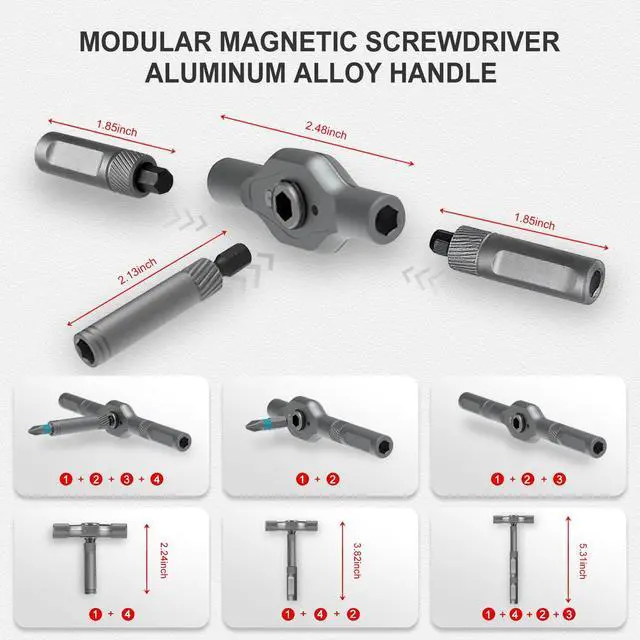 Alt view image 3 of 6 - 42 in 1 Magnetic Screwdriver, Screwdriver Set, Multi Bit Ratcheting Screwdriver Set with Storage Case Repair Tool Kit for Computer, Eyeglass, Bicycles, Watch, Ring Doorbell, Furniture and DIY