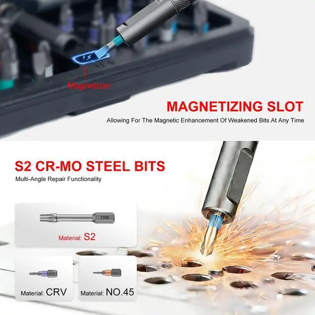 Alt view image 6 of 7 - 42 in 1 Magnetic Screwdriver, Screwdriver Set, Multi Bit Ratcheting Screwdriver Set with Storage Case Repair Tool Kit for Computer, Eyeglass, Bicycles, Watch, Ring Doorbell, Furniture and DIY
