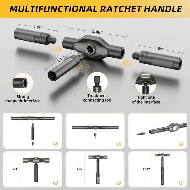 Alt view image 2 of 7 - 42 in 1 Magnetic Screwdriver Set, Multi Bit Ratchet Screwdriver Set with Detachable Ratchet Handle, Portable Repair Tool Kit for Furniture, Computer, Bicycle, Electronics and DIY