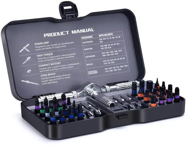 Main image of 40-in-1 Magnetic Screwdriver Set with Ratcheting Handle,Magnetic Extension & 38 Precision Bits,Portable MultiTool Gadgets for Furniture,Bicycle,DIY Repair Kit