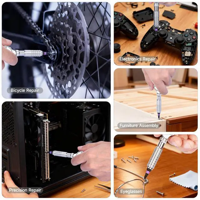 Alt view image 3 of 7 - 40-in-1 Magnetic Screwdriver Set with Ratcheting Handle,Magnetic Extension & 38 Precision Bits,Portable MultiTool Gadgets for Furniture,Bicycle,DIY Repair Kit