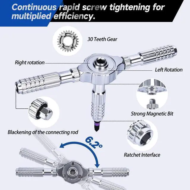 Alt view image 7 of 7 - 40-in-1 Magnetic Screwdriver Set with Ratcheting Handle,Magnetic Extension & 38 Precision Bits,Portable MultiTool Gadgets for Furniture,Bicycle,DIY Repair Kit