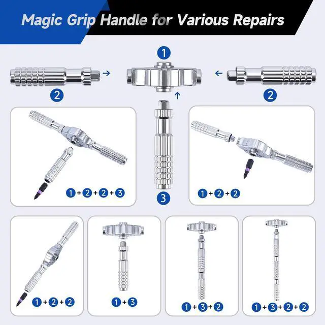 Alt view image 6 of 7 - 40-in-1 Magnetic Screwdriver Set with Ratcheting Handle,Magnetic Extension & 38 Precision Bits,Portable MultiTool Gadgets for Furniture,Bicycle,DIY Repair Kit