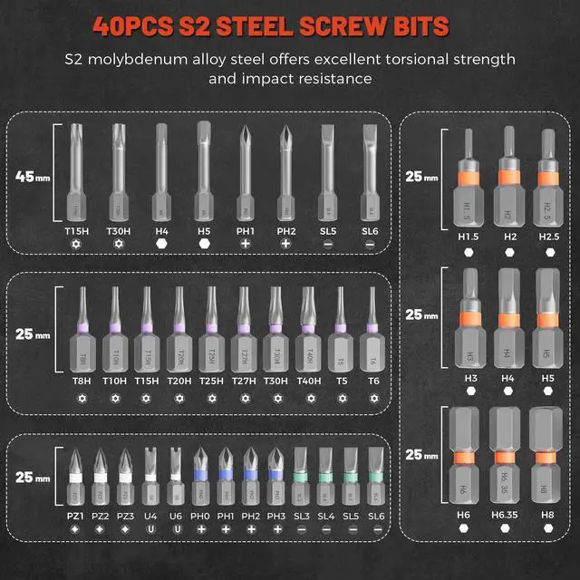 Alt view image 4 of 6 - 42 in 1 Magnetic Ratchet Screwdriver Set - Includes Allen Wrenches Sets, for Ring Doorbell/Camera Screwdriver,Home Repair,Electronic & DIY | S2 Alloy Steel with Storage Case.