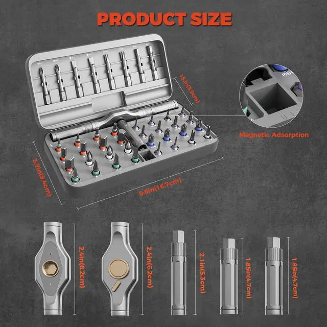 Alt view image 6 of 6 - 42 in 1 Magnetic Ratchet Screwdriver Set - Includes Allen Wrenches Sets, for Ring Doorbell/Camera Screwdriver,Home Repair,Electronic & DIY | S2 Alloy Steel with Storage Case.