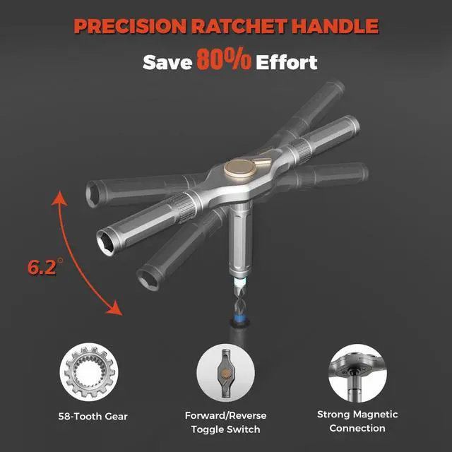 Alt view image 2 of 6 - 42 in 1 Magnetic Ratchet Screwdriver Set - Includes Allen Wrenches Sets, for Ring Doorbell/Camera Screwdriver,Home Repair,Electronic & DIY | S2 Alloy Steel with Storage Case.
