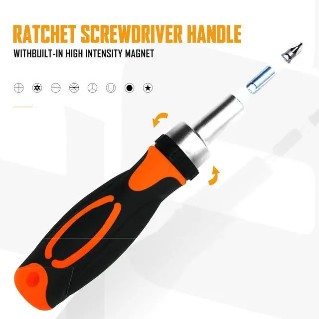 Alt view image 3 of 7 - Ratcheting Screwdriver Set Screwdriver 42 in 1 Ratchet Wrench Set, With Rotatable Ratchet Handles Storage Case, Household Repair Tool Kits for Bike