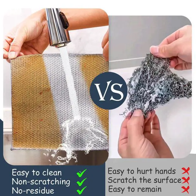 Alt view image 6 of 7 - 12 Pcs New Upgrade Steel Wire Dishcloth,Triple-Layer Steel Wire Cleaning Cloth,Powerful Cleaning Non-Scratch Wire Dishcloth Rag for Cookware, Sinks, Dishes, Stove Tops