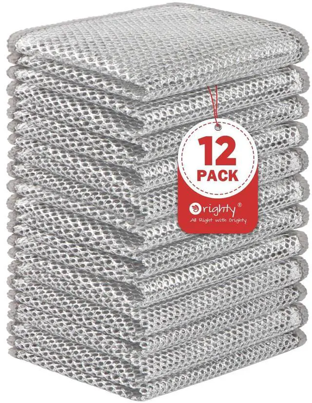 Main image of 12 Pcs Multipurpose Wire Dishwashing Rag, Non-Scratch Wire Dish Cleaning Cloths for Wet and Dry, Reusable Steel Scrubber for Kitchen, Powerful Dishcloth Rag for Cookware, Dish, Stove-7"x8"