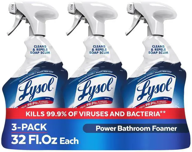 Main image of Power Foaming Bathroom Cleaner,Multipurpose Cleaner For Showers,Bathtubs,Sinks,Disinfectant Spray Kills 99.9% Of Germs,Zero Bleach Cleaning Spray,32 Oz.,(Pack of 3)