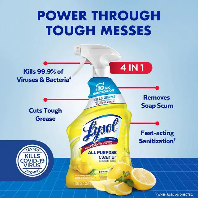 Alt view image 2 of 6 - All Purpose Cleaner Spray, Multi-Purpose Disinfecting Spray, Kitchen & Bathroom Cleaner, Lemon Breeze, Lavender, & Mango Scents, 32oz (Pack of 4)