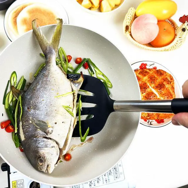 Alt view image 3 of 7 - 3Pcs Silicone Spatula Set Heat Resistant Spatulas for Nonstick Cookware Fish Turner Plastic Spatulas Rubber Wok Spatula, Long Large Spatula Silicone Cooking Use Kitchen Utensils Set