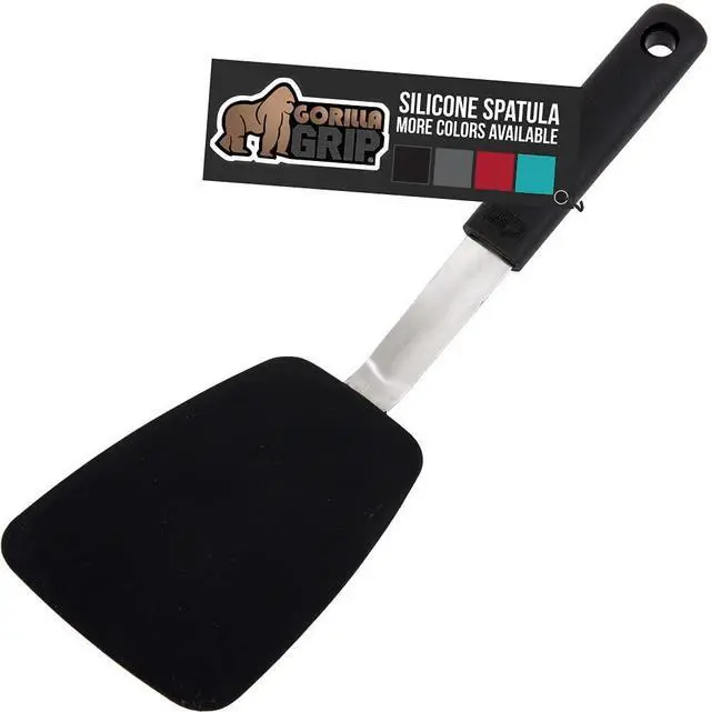 Main image of Free Silicone Spatula for Non Stick Frying Pan, Heat Resistant Flexible Head, Patented Soft Comfortable Handle, Non-Scratch Kitchen Turner, Flip Burgers, Pancakes, 11.6 in, Black