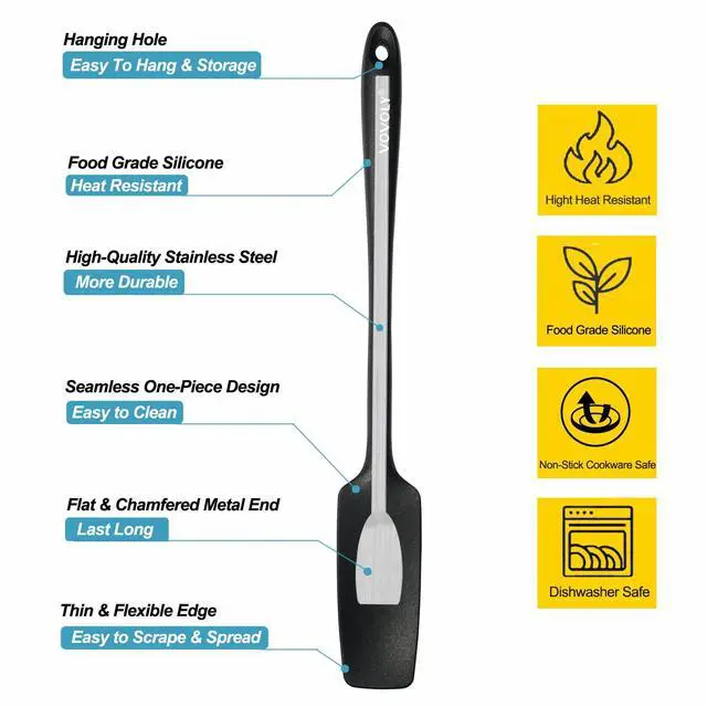 Alt view image 2 of 7 - Silicone Jar Spatulas, Long Handle Jar Spatulas, 600ºF Heat Resistant Small Spatula, Seamless Design, Stainless Steel Core, BPA Free Spoonula (3, Mixed)