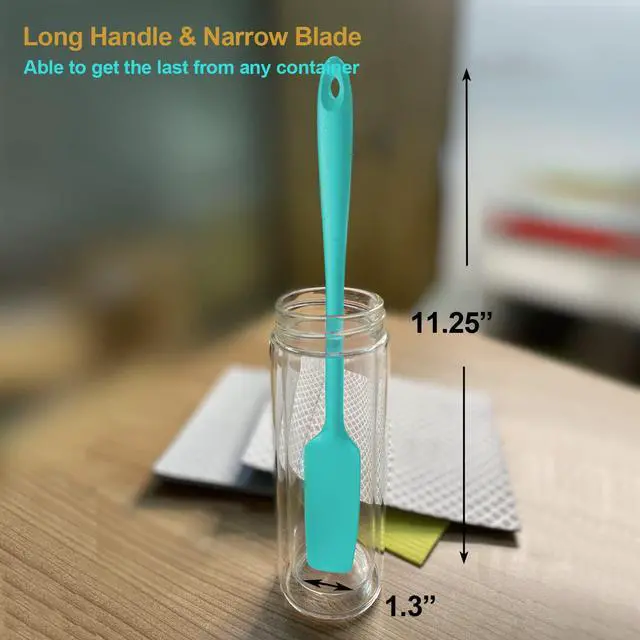 Alt view image 3 of 7 - Silicone Jar Spatulas, Long Handle Jar Spatulas, 600ºF Heat Resistant Small Spatula, Seamless Design, Stainless Steel Core, BPA Free Spoonula (3, Mixed)