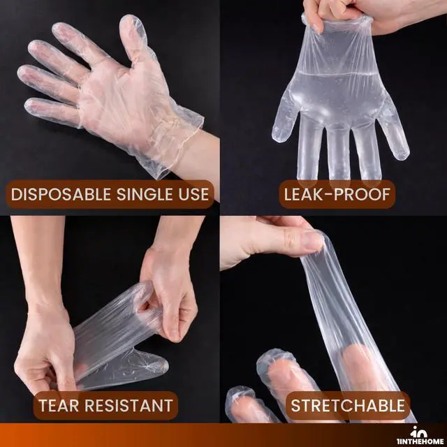 Alt view image 5 of 7 - Vinyl Gloves, Plastic Disposable Gloves for Food Handling/Cleaning, Powder & Latex Free, Single Use, Clear, Medium, 100 Pack