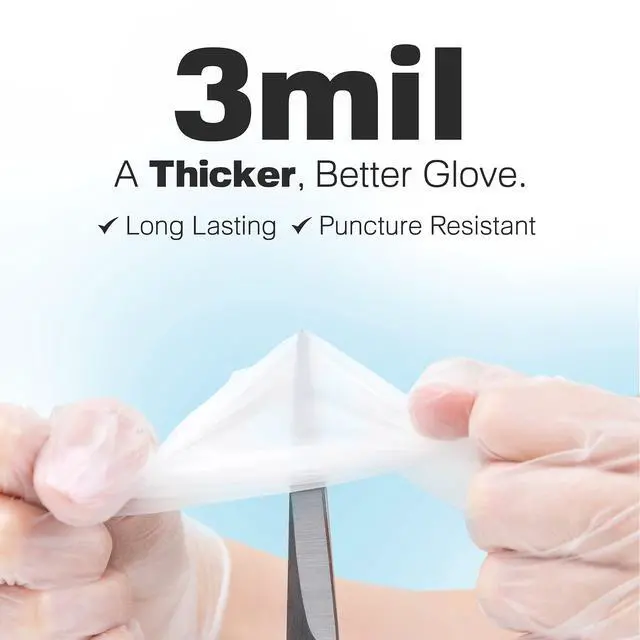 Alt view image 2 of 7 - Clear Vinyl Disposable Gloves - Tear-Resistant Food Grade Gloves - Latex Free Powder-Free Comfort - Cleaning & Medical Use - 100 Count, Medium