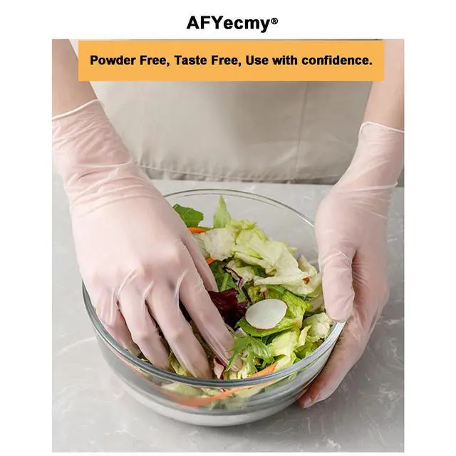 Alt view image 4 of 7 - Clear Vinyl Gloves, Powder-Free & Latex-Free, Disposable Cleaning Gloves, 5 Mil, 100 Count, Medium