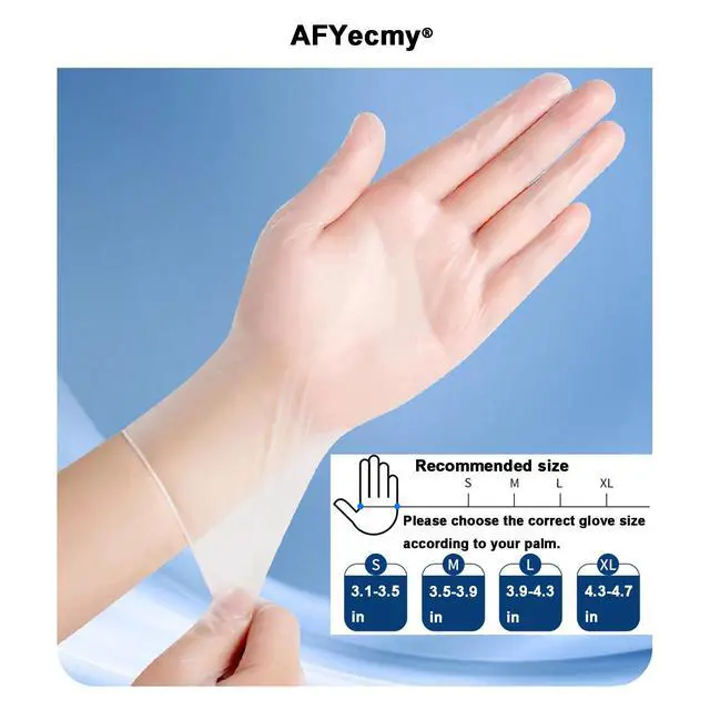 Alt view image 2 of 7 - Clear Vinyl Gloves, Powder-Free & Latex-Free, Disposable Cleaning Gloves, 5 Mil, 100 Count, Medium